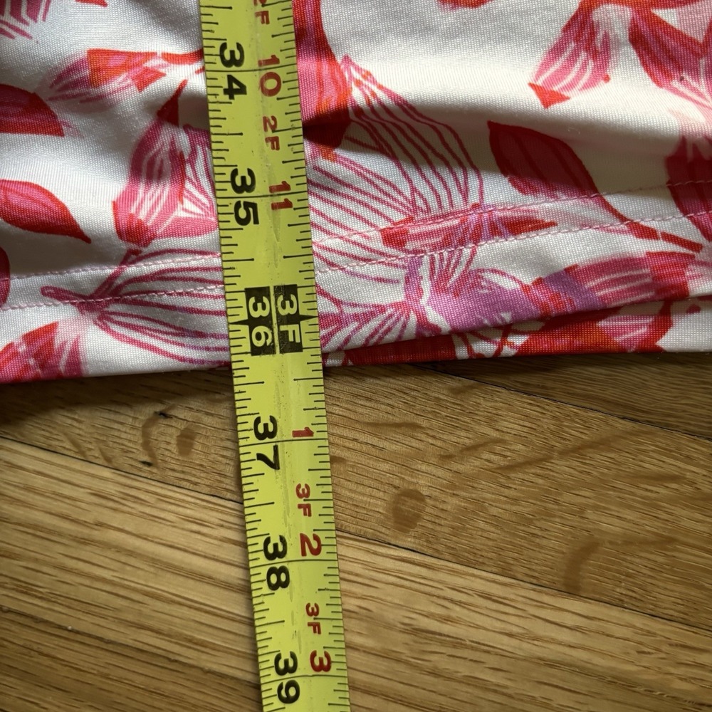 Caribbean Joe Pink Floral Dress XL 3/4 sleeve V neck knee length Hawaiian Resort - Picture 6 of 8